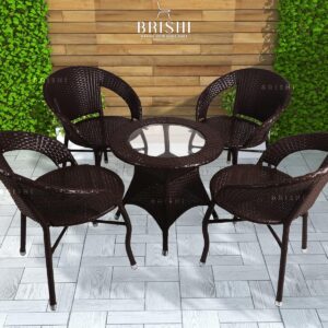 BRISHI 5-Piece Outdoor Rattan Wicker Patio Coffee Table Set